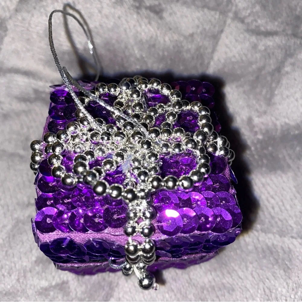 Purple Sequin‎ Jewelry Ring  Box / Christmas ornament